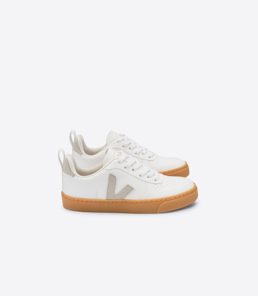 Veja Trainers Kids White/Beige - V-10 Cwl - IGWY-37421